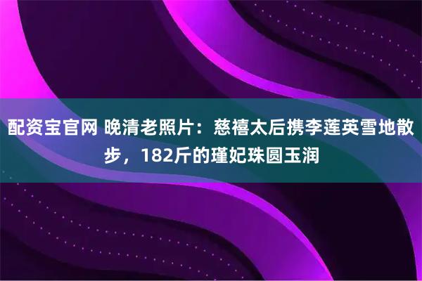 配资宝官网 晚清老照片：慈禧太后携李莲英雪地散步，182斤的瑾妃珠圆玉润
