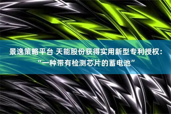 景逸策略平台 天能股份获得实用新型专利授权：“一种带有检测芯片的蓄电池”